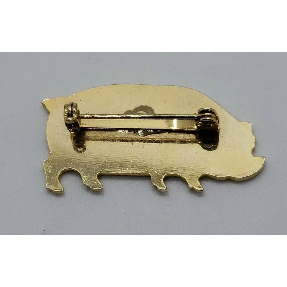 Vintage gold tone‎ PIG piggy brooch pin